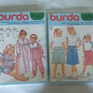 Vintage Burda Kids Sewing Pattern Set. 7432 & 6635. Never Opened